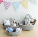COTTON ROPE WOVEN STORAGE BASKET SET (3 PCS – ROUND)