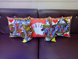 Decorative pillows with playing card designs