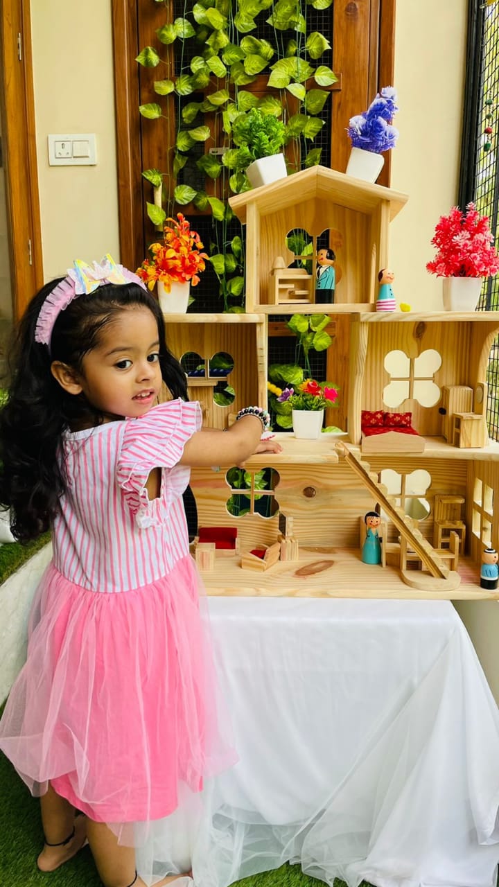 Wooden Doll House- Multi Arrangement 3 Storied Play Set - PyaraBaby