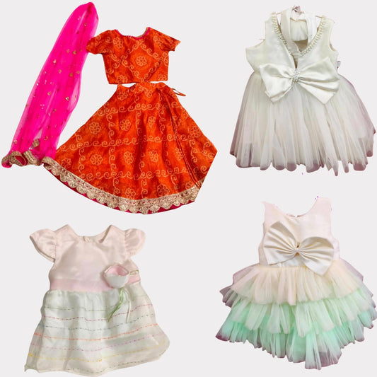 Combo of BABYTEEN Frocks & LIL PEACOCK Lehenga Choli - PyaraBaby