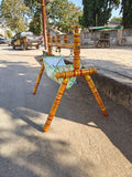 Wooden Single Dandi Cradle with Cloth