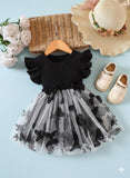 Girls Butterfly Net Party Dress with Bow