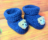 Crochet baby booties/ baby shoes with bear/Handmade shoes for baby girl and baby boy