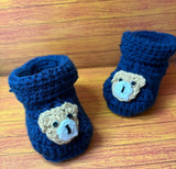 Crochet baby booties/ baby shoes with bear/Handmade shoes for baby girl and baby boy