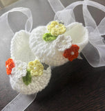 Crochet Baby Shoes With Multi Colour Flowers