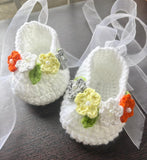 Crochet Baby Shoes With Multi Colour Flowers