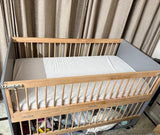 LITTLE BIRD 5 in 1 Elegant Crib With Folding Sides (54" Length x 30" Deep X 36" High) with Mattress