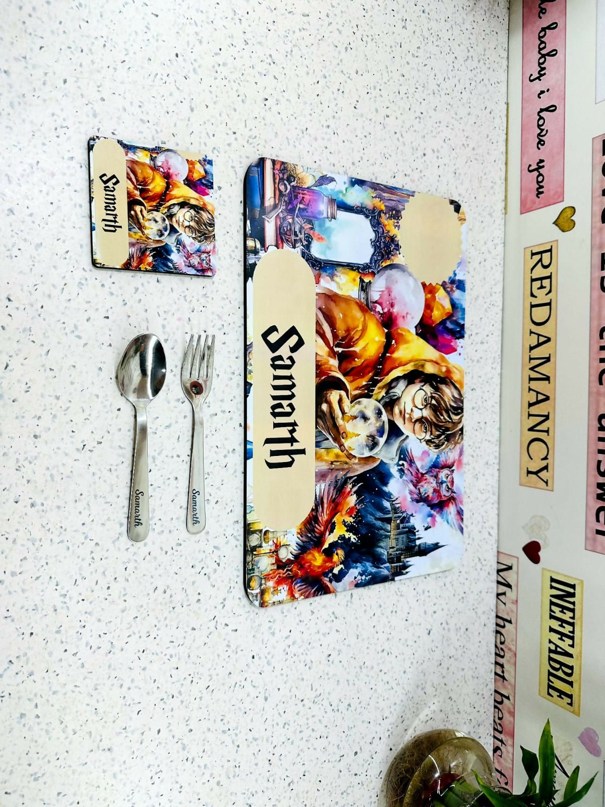 Personalized Kids Dinner Placemat Combo Set