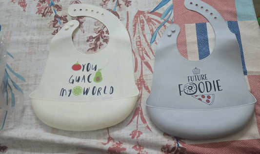 HUDSON BABY Infant Silicone Food Bibs 2 piece, (You Guac My World & Future Foodie)