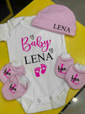 Romper with Mittens & Cap Set