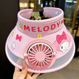 Cute Cartoon Stylish Sun Visor Cap with Fan