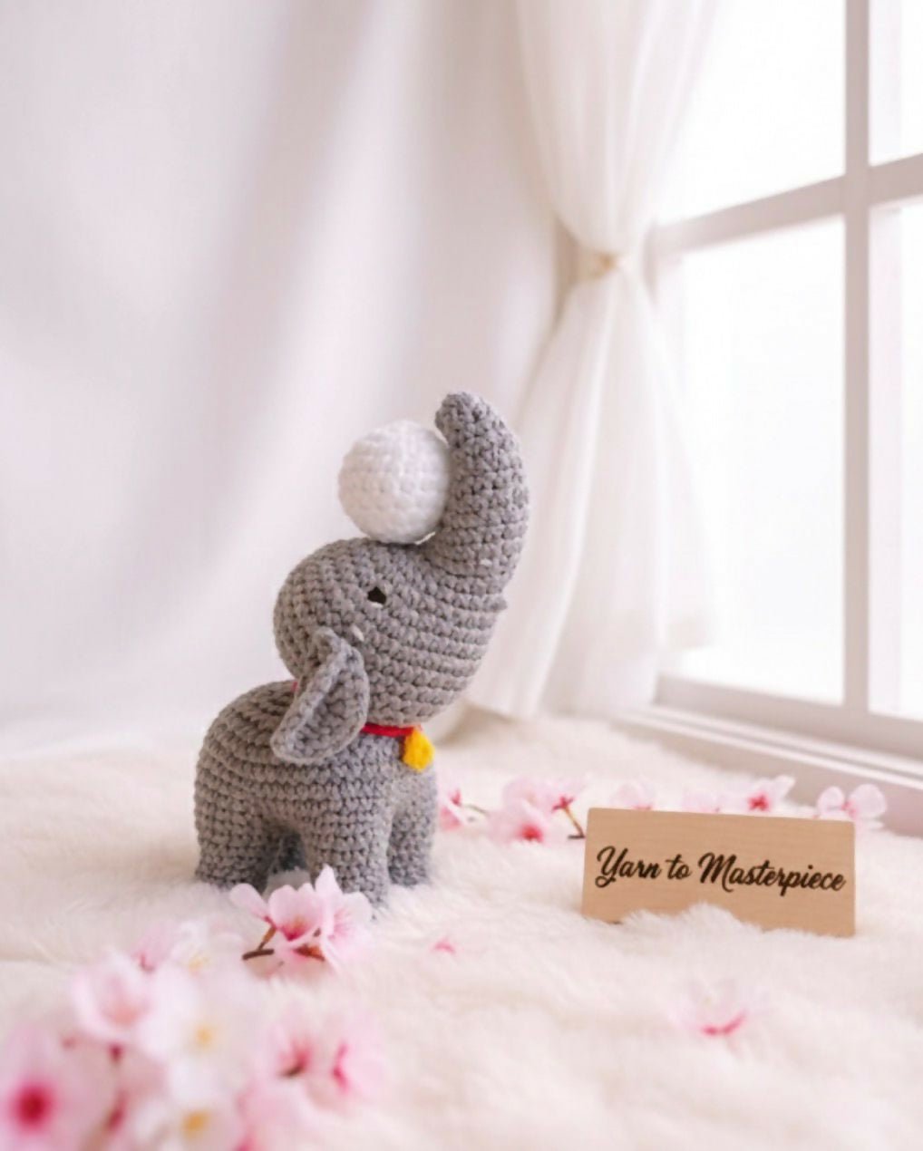 Crochet Elephant Toy with Ball / Heart Option