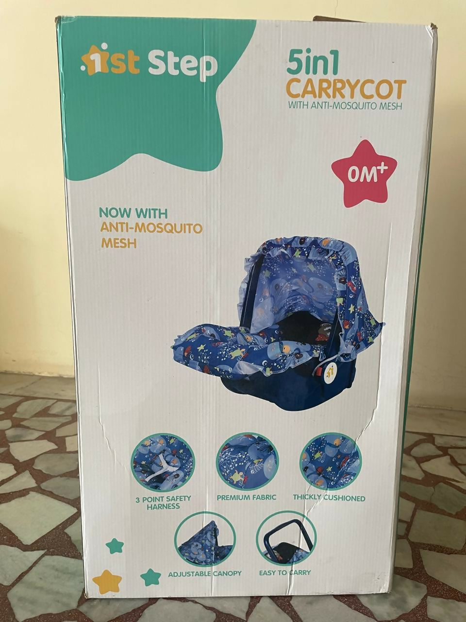 Experience convenience and versatility with the 1st STEP 5-in-1 Carry Cot/Car Seat, offering comfort and safety for your baby from newborn to toddler.