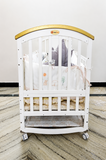 HunyHuny Wooden Baby Cot Crib Rocking Wheels Mattress Included B102
