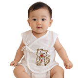 TINY TIGGY Embroidered Premium Cotton Baby Jhabla with 2 Nappies