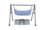 NEW PRIMA HUB Cradle, Swing, Ghodiyu, Palna, Jhula for New Born Baby Boy and Girl Easy to Assemble, Portable, Lightweight, Stainless Steel, Noise Free Hanging, Strong and Safe Folding (Round Purple)