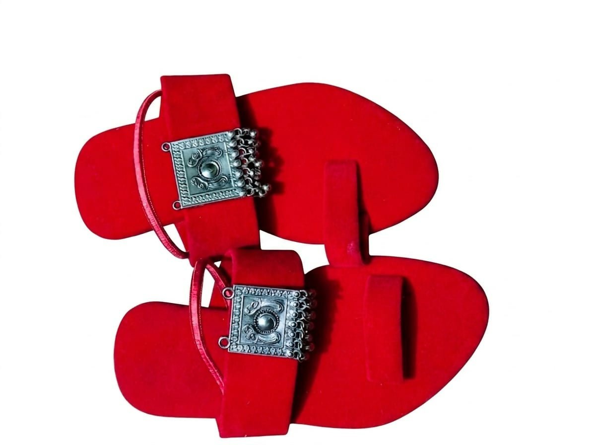 Kashmiri Red Girls Sandal