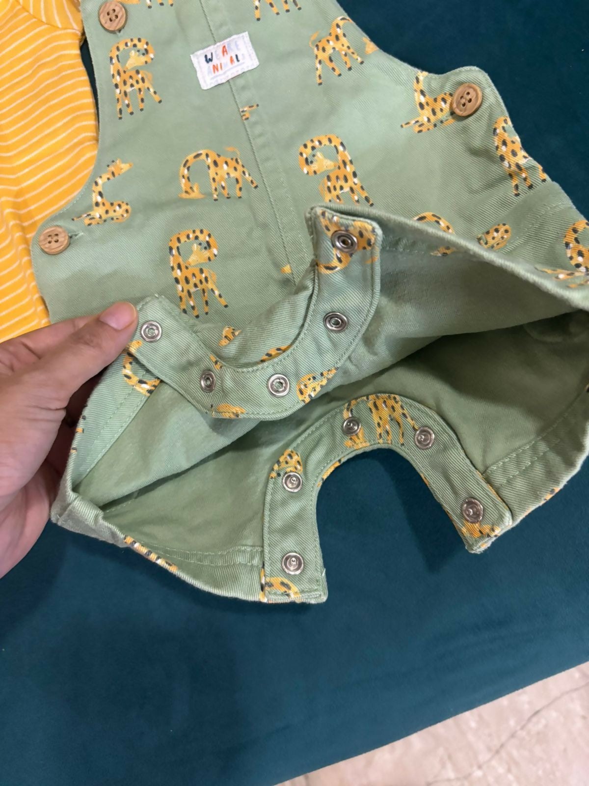 MOTHERCARE Printed Dungarees with Striped Bodysuit