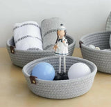COTTON ROPE WOVEN STORAGE BASKET SET (3 PCS – ROUND)