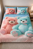 Bedding set with pink and blue teddy bears