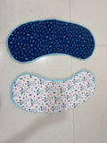Babyhug cotton burp cloth set with bear print in navy blue and white, gently used with slight stain on one cloth, soft and absorbent fabric