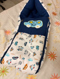 BABYHUG Premium Muslin Sleeping Bag Bus Print – Blue