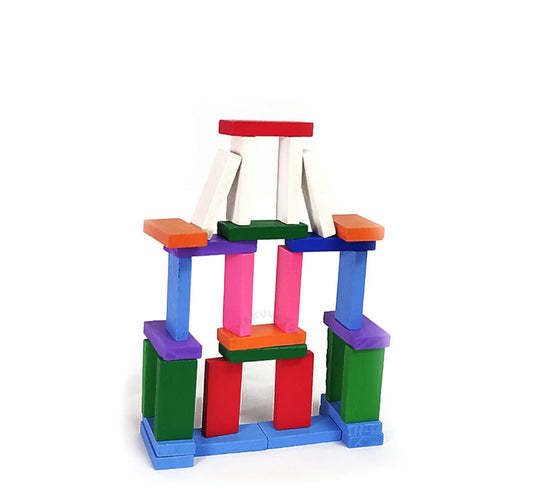 Wooden Dominos blocks - Multicoloured - 100 pcs