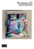 Colorful peacock design on a King Size Bedsheet