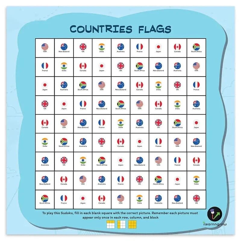 I LEARNN GROW Countries Theme Sudoku Combo