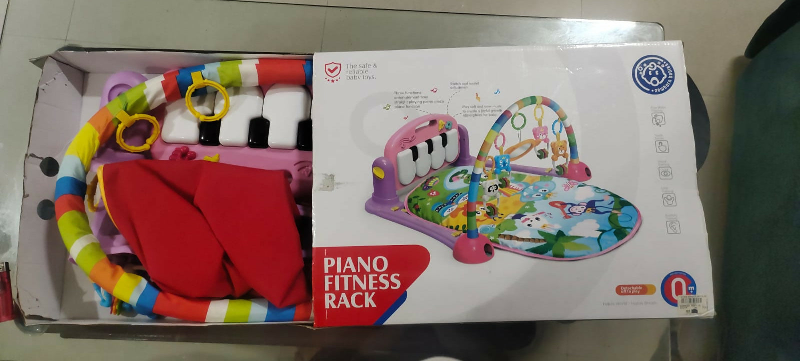 Children's toy piano with colorful keys