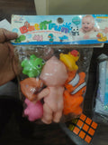 Packaged bath toys with cartoon characters