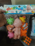 Packaged bath toys with cartoon characters