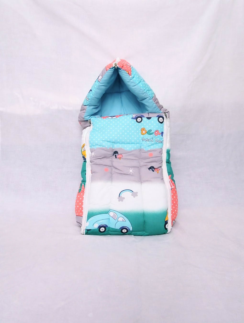 BABYHUG Hooded Baby Sleeping Bag Carry Nest Wrapper Newborn Soft Cotton Zip