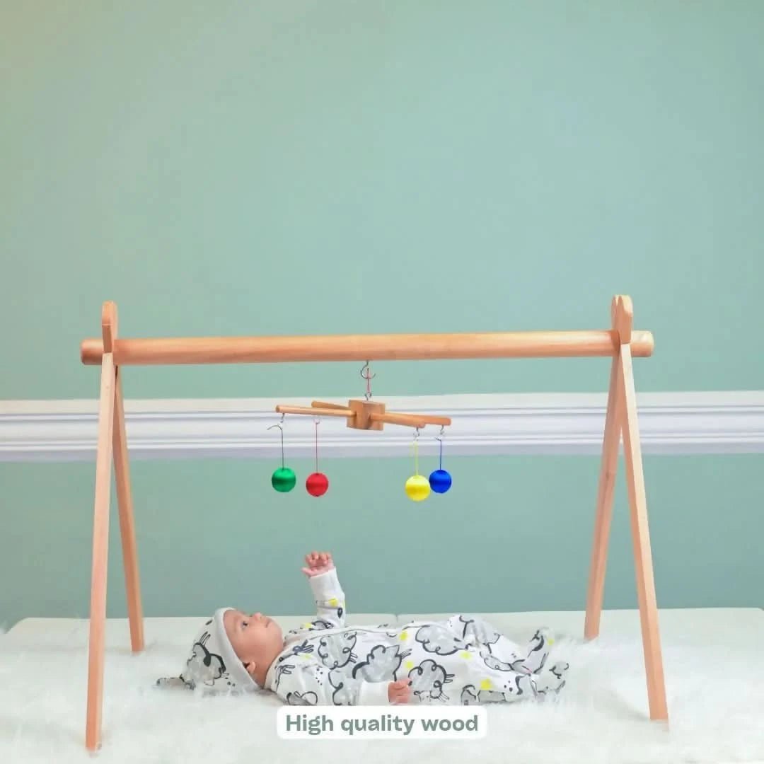 Shop now for the B4BRAIN Activity Gym +3 Mobiles with Hanger for Newborn Baby, offering engaging sensory play and developmental growth in a comfortable, easy-to-clean design!
