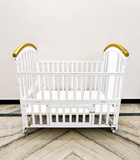 HunyHuny Wooden Baby Cot Crib Rocking Wheels Mattress Included B102