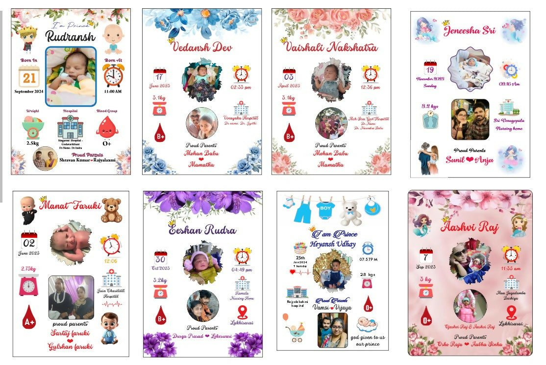 Baby Birth Photo Frame – Precious Memories Keepsake for Newborns