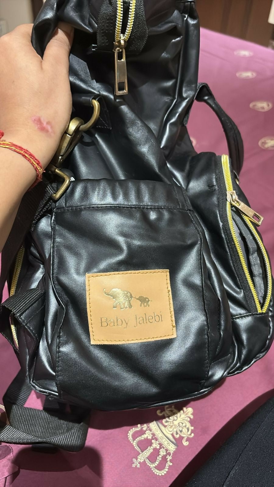 Baby Jalebi diaper bag, designer diaper bag for moms, spacious diaper bag, travel diaper bag for babies, stylish baby diaper bag