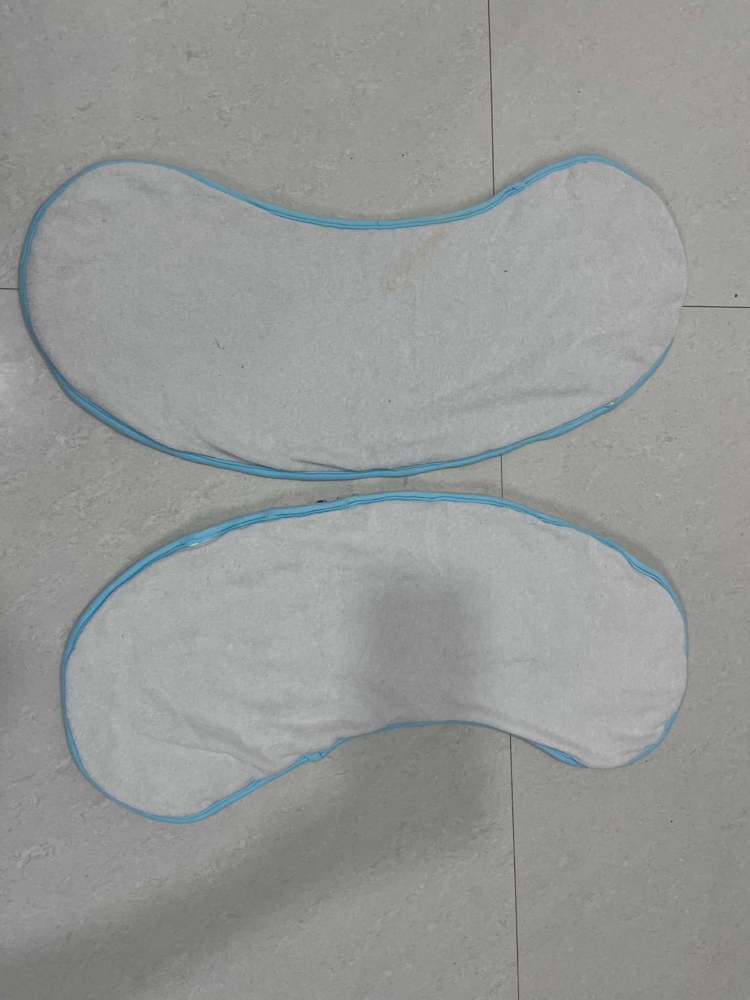Babyhug cotton burp cloth set with bear print in navy blue and white, gently used with slight stain on one cloth, soft and absorbent fabric