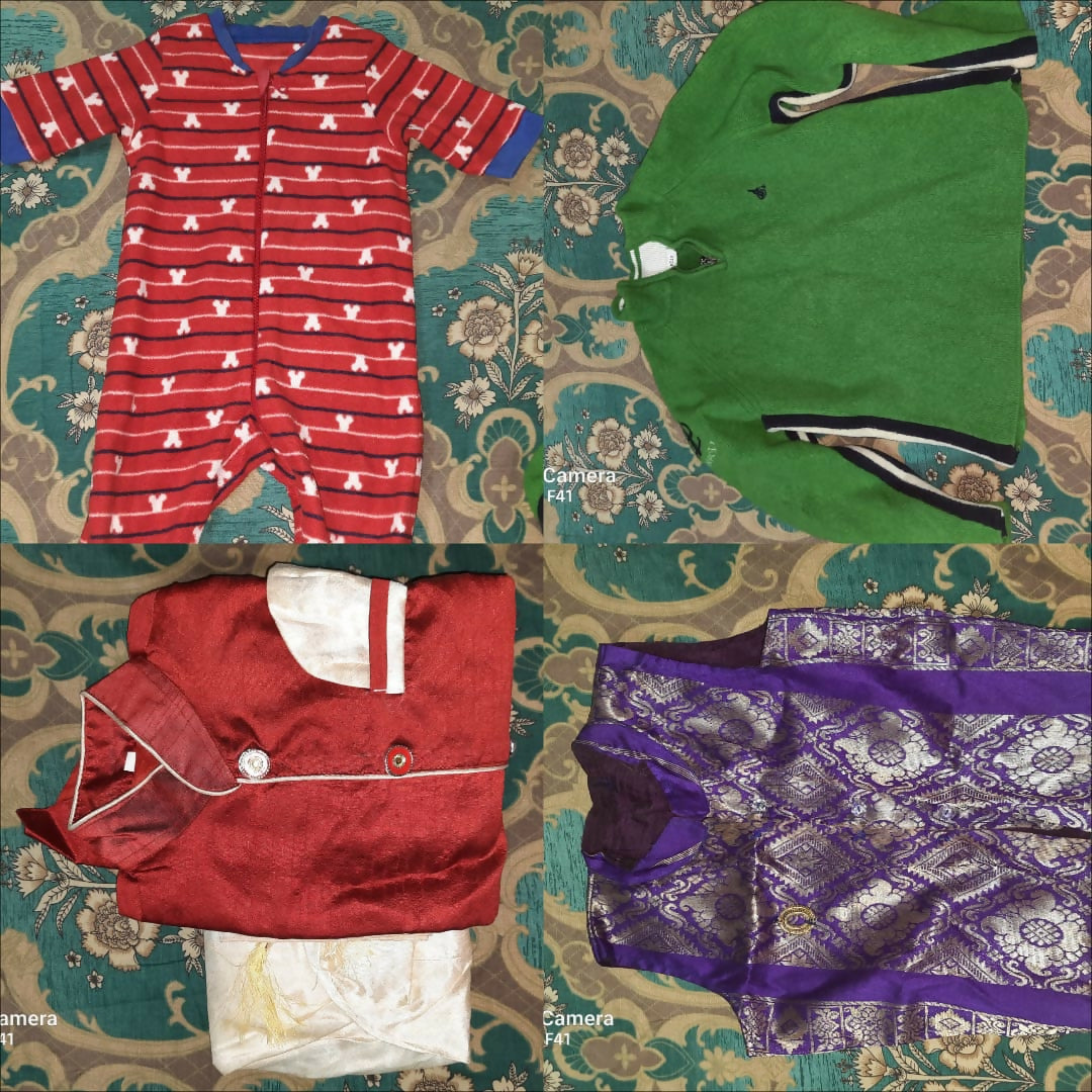 Collection of folded clothing items