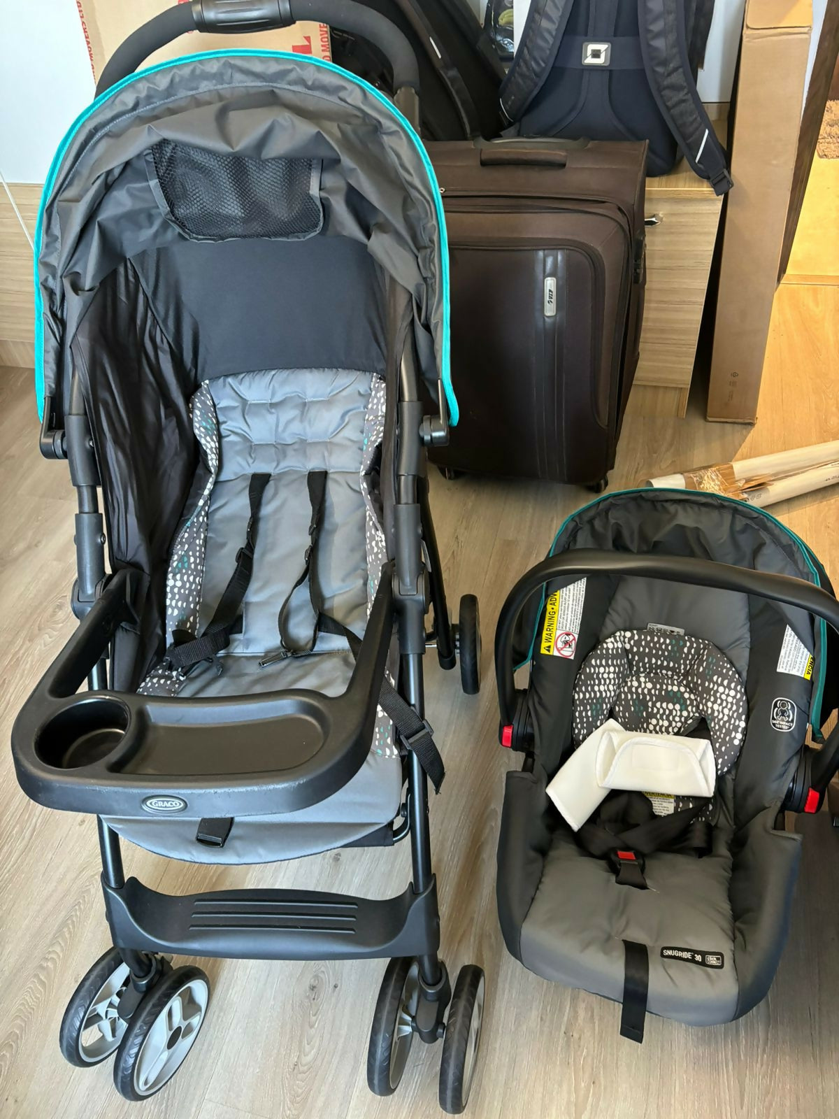 GRACO LiteRider LX Travel System – Rille Stroller & SNUGRIDE 30 Car Seat Set