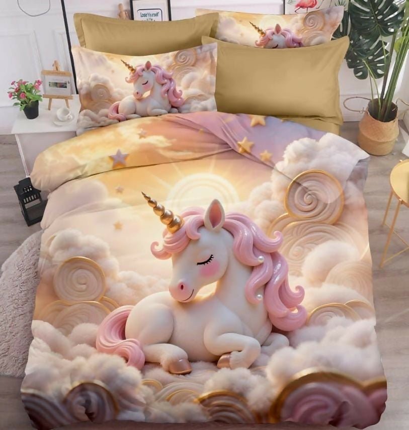 FAIRY TALES 7D Digital Print Super King Size Bedsheet Set With 2 Pillow Covers