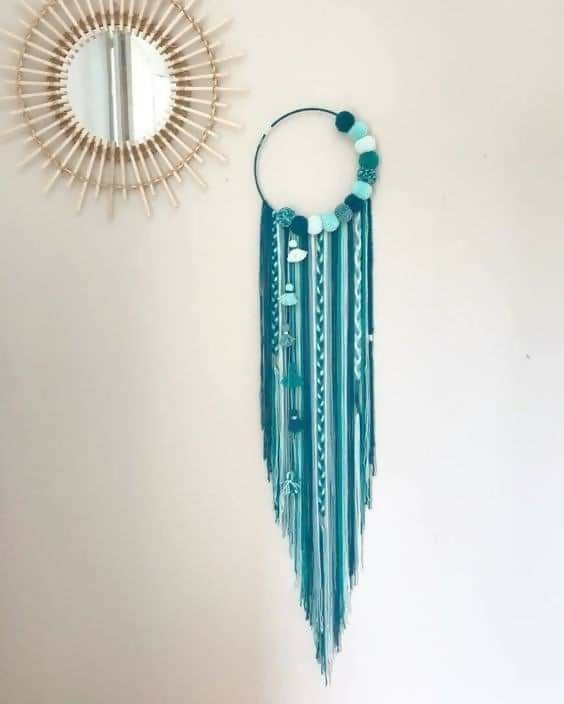 crochet dreamcatcher, handmade wall decor, boho dreamcatcher, nursery wall hanging, crochet home decoration