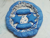 Baby bed with bolsters and star pillows – soft, cozy, and travel-friendly sleep set.