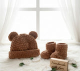 Crochet baby beanie and bootie set