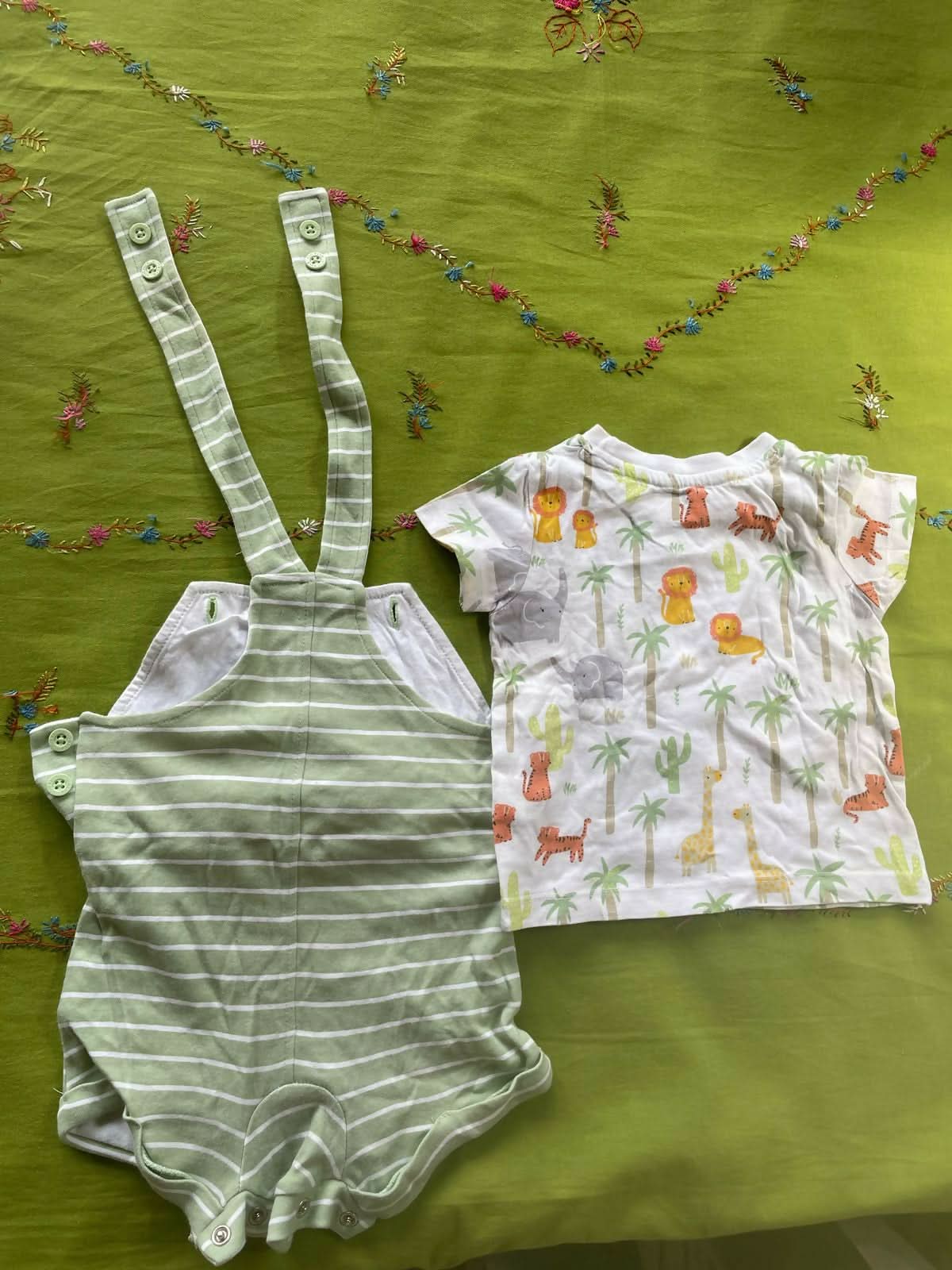MINI KLUB Onesie Dress With T-shirt - White/light green