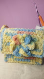 Handmade Plush Crochet Mini Shoulder Bag – Pastel Floral Design | Soft Chenille Yarn Purse