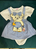 HOPSCOTCH Bodysuit Set Of (2) One with Lace and Crochet and One with Bunny Applique In Cotton