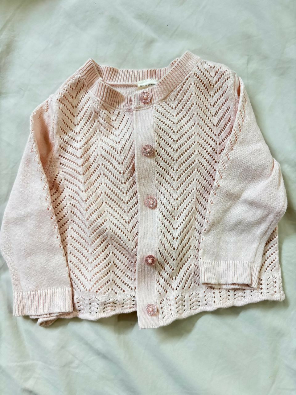 BABY B’GOSH Pointelle Pink Cardigan – Soft, Elegant & Perfect Layering for Babies
