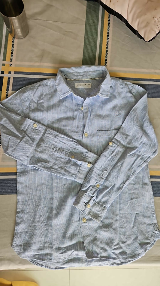 ZARA Blue Cotton Comfy Shirt – Soft and Breathable Cotton Shirt for Kids’ Daily Wear.