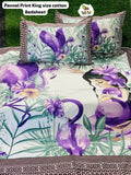 Floral and bird patterned bedsheet set with pillows